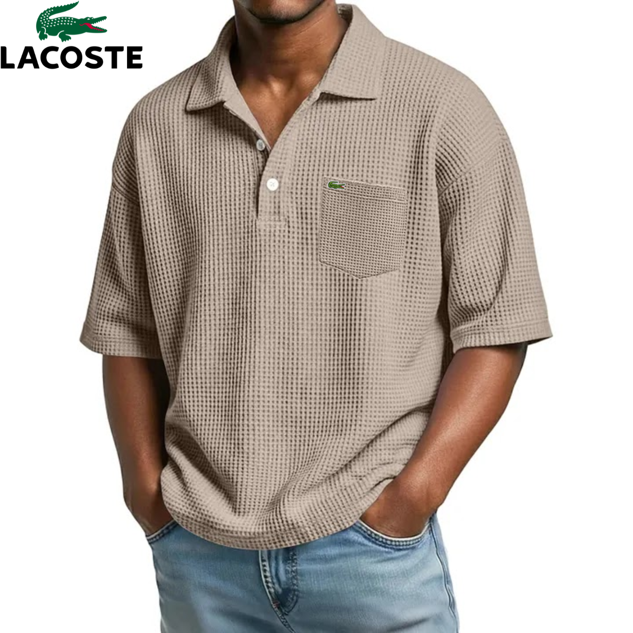 Lacoste – Polo homme texturé avec poche poitrine | 1 acheté = 1 offert