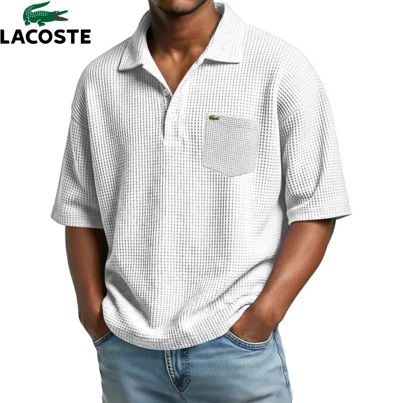 Lacoste – Polo homme texturé avec poche poitrine | 1 acheté = 1 offert