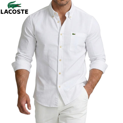 Lacoste – Chemise homme avec poche poitrine et manches longues | 1 acheté = 1 offert