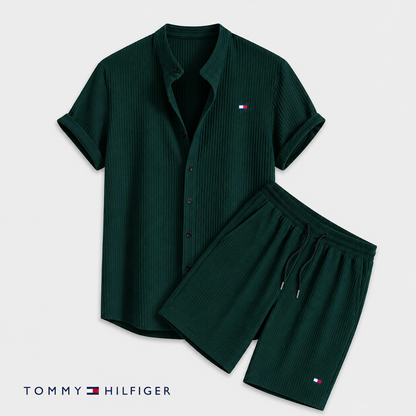 Tommy – Ensemble d’été pour homme avec chemise à manches courtes et short | 1 acheté = 1 offert