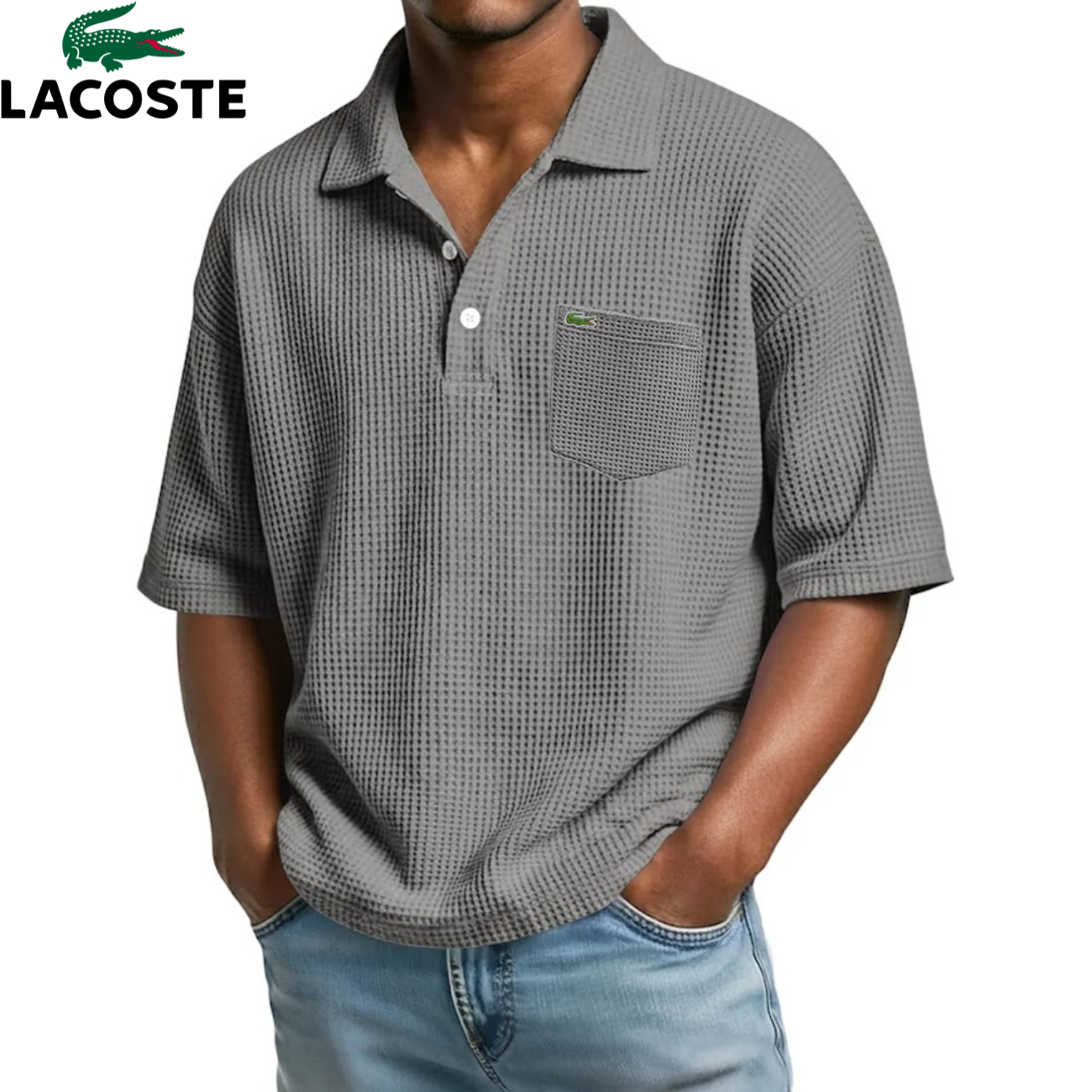 Lacoste – Polo homme texturé avec poche poitrine | 1 acheté = 1 offert