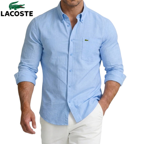 Lacoste – Chemise homme avec poche poitrine et manches longues | 1 acheté = 1 offert