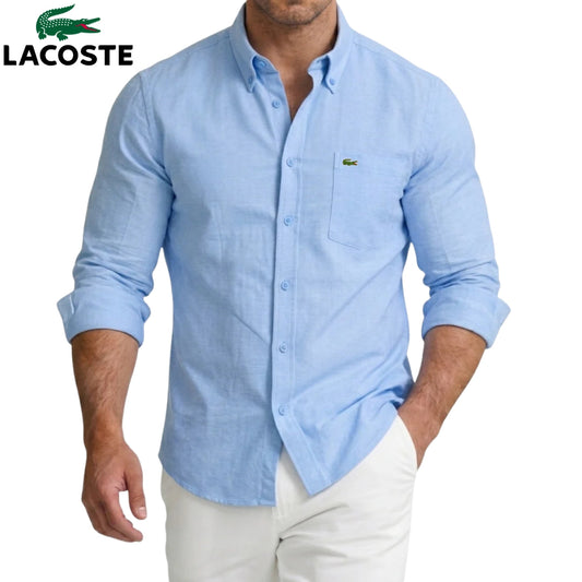 Lacoste – Chemise homme avec poche poitrine et manches longues | 1 acheté = 1 offert