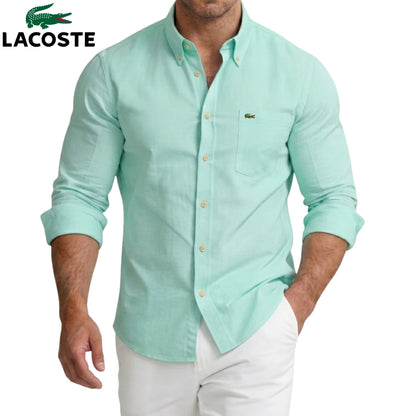 Lacoste – Chemise homme avec poche poitrine et manches longues | 1 acheté = 1 offert