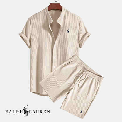 Ensemble d’été texturé pour homme (chemise et short) - 1 acheté,  1 offert